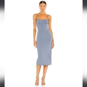 We Wore What From Danielle Burnstein Midi Slip Dress In Stonewash Blue Size L